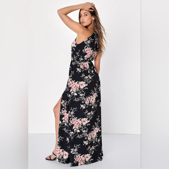 Lulus Feel the Music Midnight Blue Floral Print Maxi Dress S Party Feminine NWT - Picture 5 of 10